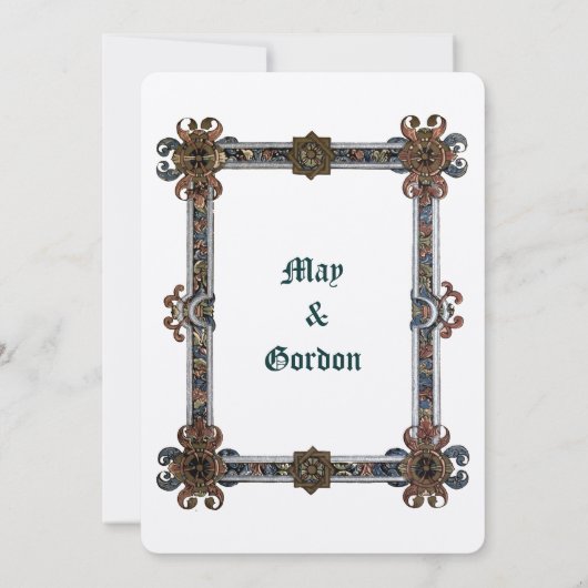 Middeleeuwse verlichte stijl Lijst bruiloft Kaart (Achterkant)