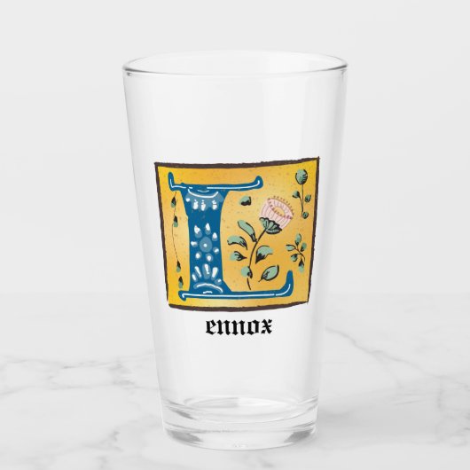 Middeleeuwse verlichting met L-monogram Glas (Voorkant)