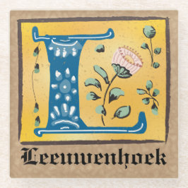 Middeleeuwse verlichting met L-monogram Glazen Onderzetter