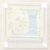 Middeleeuwse verlichting met L-monogram Glazen Onderzetter (Achterkant)