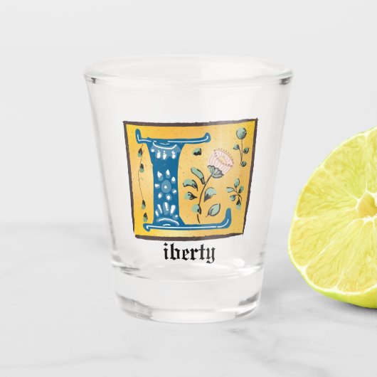 Middeleeuwse verlichting met L-monogram Shot Glas (Voorkant)