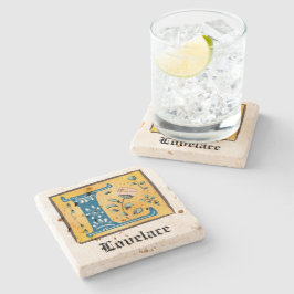 Middeleeuwse verlichting met L-monogram Stenen Onderzetter