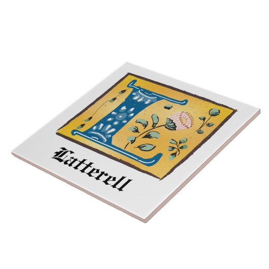 Middeleeuwse verlichting met L-monogram Tegeltje (Zijkant)