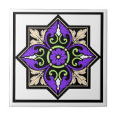 middeleeuwse verlichting Violet Acanthus Leaf Tegeltje (Voorkant)