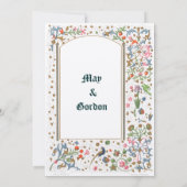 Middeleeuwse Verluchte Vogels & Bloemen Bruiloft Kaart (Achterkant)