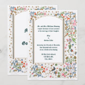 Middeleeuwse Verluchte Vogels & Bloemen Bruiloft Kaart (Voorkant / Achterkant)