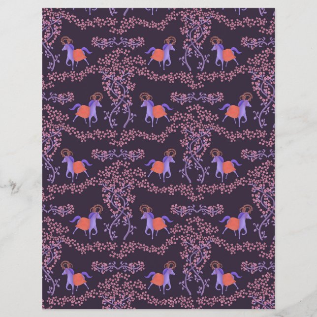 Middeleeuwse Vibes Paarden Rozen (Voorkant)