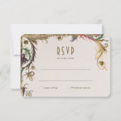 Middeleeuwse Victoriaans bruiloft RSVP Bloemen Kaart (Voorkant)
