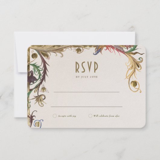 Middeleeuwse Victoriaans bruiloft RSVP  Bloemen Kaart (Voorkant)