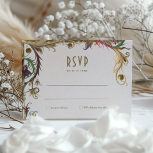 Middeleeuwse Victoriaanse Huwelijks-RSVP Vintage B Kaart