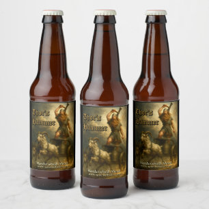 Middeleeuwse Viking God Thor Sjabloon Bier Etiket