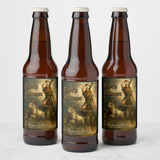 Middeleeuwse Viking God Thor Sjabloon Bier Etiket (Flessen)