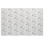 Middeleeuwse viskunst zwart-wit stof (Fat Quarter)
