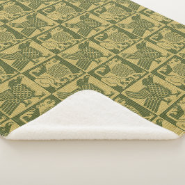 Middeleeuwse vogels en leeuwen sherpa deken