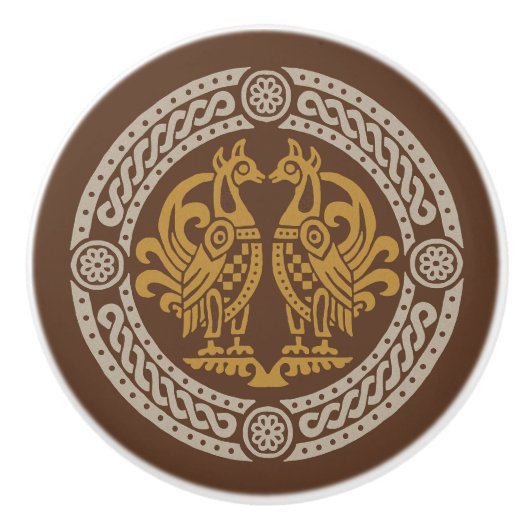 middeleeuwse vogels keramische knop (Voorkant)