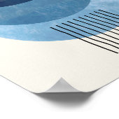 Middeleeuwse vormen BLAUW moderne abstracte Poster (Hoek)