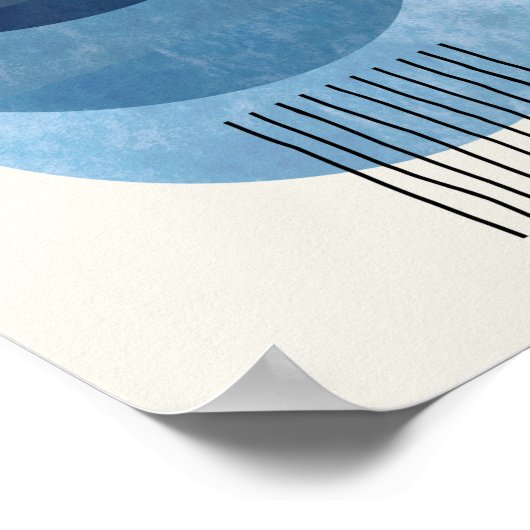 Middeleeuwse vormen BLAUW moderne abstracte Poster (Hoek)