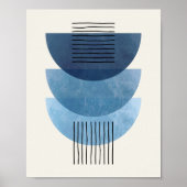 Middeleeuwse vormen BLAUW moderne abstracte Poster (Voorkant)