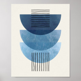 Middeleeuwse vormen BLAUW moderne abstracte Poster
