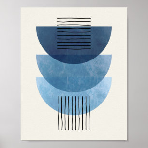Middeleeuwse vormen BLAUW moderne abstracte Poster