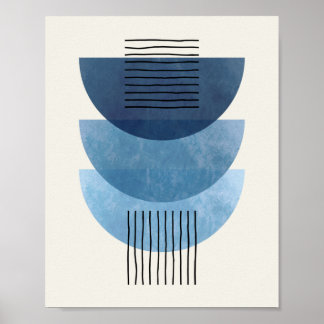 Middeleeuwse vormen BLAUW moderne abstracte Poster