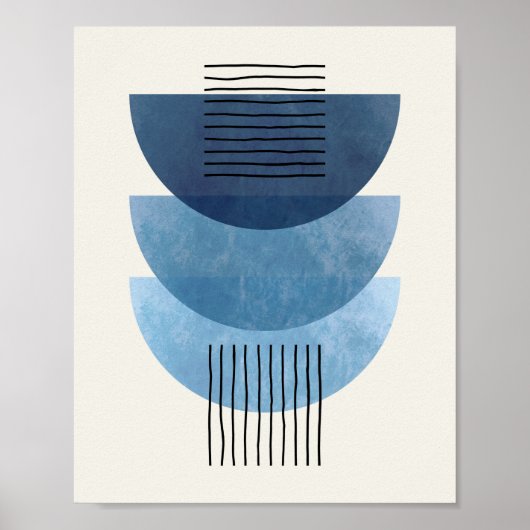 Middeleeuwse vormen BLAUW moderne abstracte Poster (Voorkant)