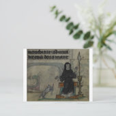 middeleeuwse vrouw die ronddraait met kat briefkaart (Staand voorkant)