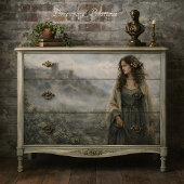 Middeleeuwse Vrouw Dorps Landschap Scene Decoupage Tissuepapier