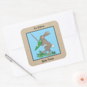 Middeleeuwse Warrior Rabbit Bookplate Vierkante Sticker (Envelop)