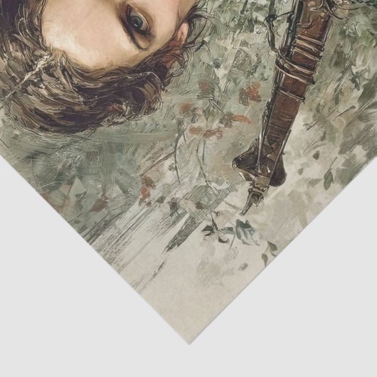 Middeleeuwse Warrior Woman Fantasy Decoupage Papie Tissuepapier (Detail)