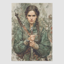 Middeleeuwse Warrior Woman Fantasy Decoupage Papie