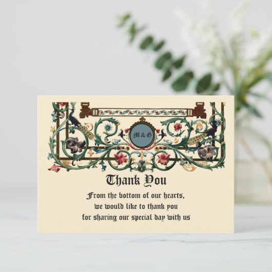  "middeleeuwse" weddenschap bedankkaart (Staand voorkant)