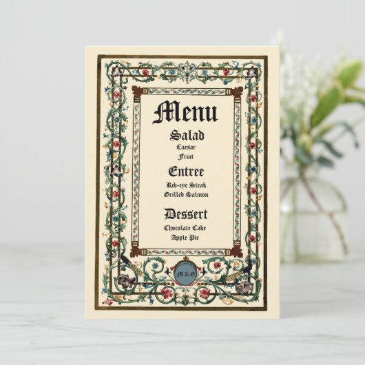 "middeleeuwse" weddenschap menu (Staand voorkant)