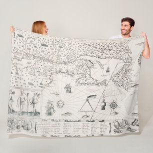 Middeleeuwse Wereldkaart Quebec Nouvelle-France Am Fleece Deken