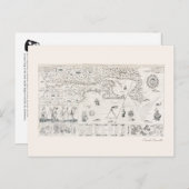 Middeleeuwse Wereldkaart Quebec Nouvelle-Frankrijk Briefkaart (Voorkant / Achterkant)