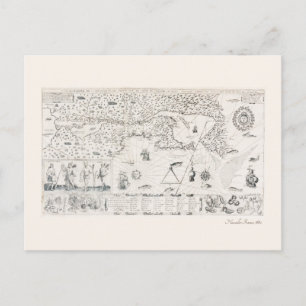 Middeleeuwse Wereldkaart Quebec Nouvelle-Frankrijk Briefkaart