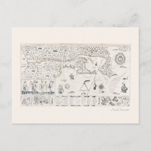 Middeleeuwse Wereldkaart Quebec Nouvelle-Frankrijk Briefkaart (Voorkant)