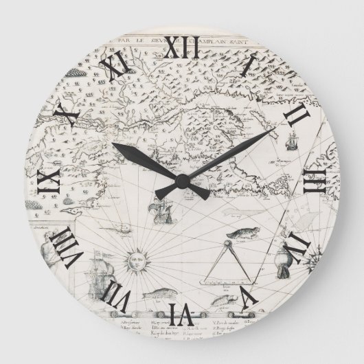 Middeleeuwse Wereldkaart Quebec Nouvelle-Frankrijk Grote Klok (Voorkant)