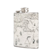 Middeleeuwse Wereldkaart Quebec Nouvelle-Frankrijk Heupfles (Links)