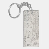 Middeleeuwse Wereldkaart Quebec Nouvelle-Frankrijk Sleutelhanger (Voorkant Links)