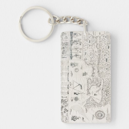 Middeleeuwse Wereldkaart Quebec Nouvelle-Frankrijk Sleutelhanger (Voorkant)