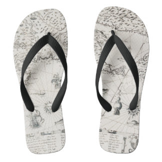 Middeleeuwse Wereldkaart Quebec Nouvelle-Frankrijk Teenslippers