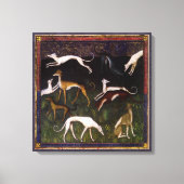 Middeleeuwse windhonden in het bos canvas afdruk (Voorkant)