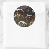 Middeleeuwse windhonden in het Diepe Bos Ronde Sticker (Tas)