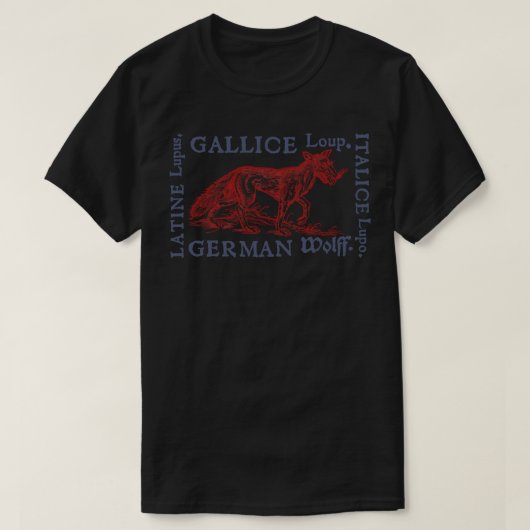 Middeleeuwse Wolf met vertalingen uit het jaar 156 T-shirt (Design voorkant)