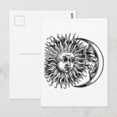 Middeleeuwse zon en maan briefkaart (Voorkant / Achterkant)