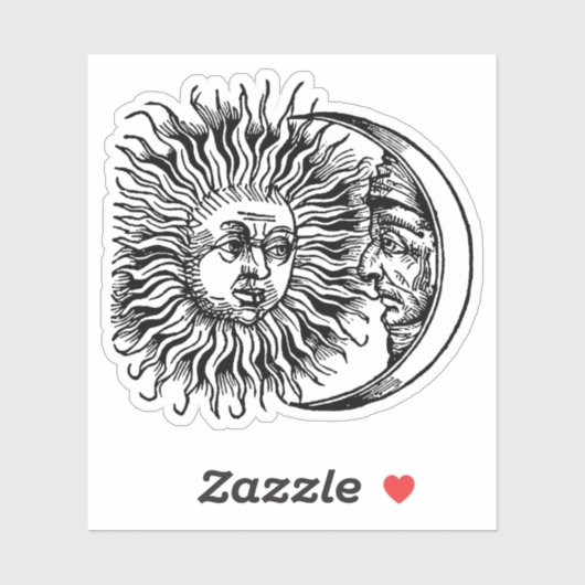 Middeleeuwse zon en maan sticker (Vel)