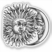 Middeleeuwse zon en maan sticker (Voorkant)