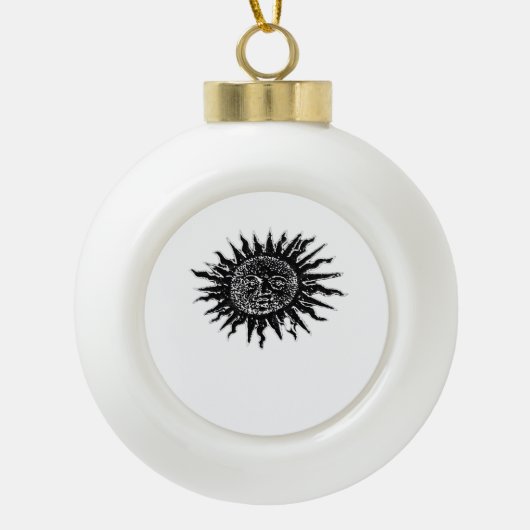 Middeleeuwse zongravure - Whimsigoth Esthetisch -  Keramische Bal Ornament (Voorkant)