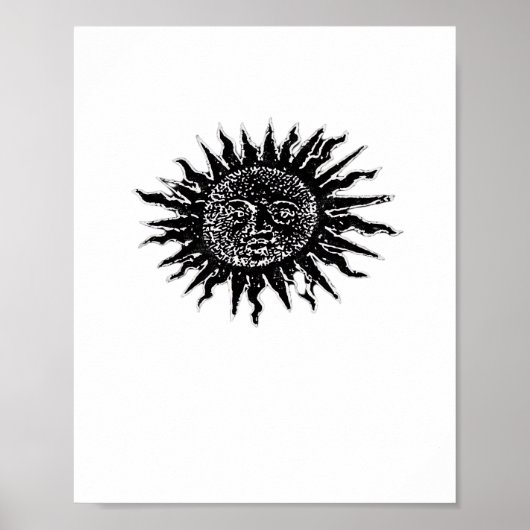 Middeleeuwse zongravure - Whimsigoth Esthetisch -  Poster (Voorkant)